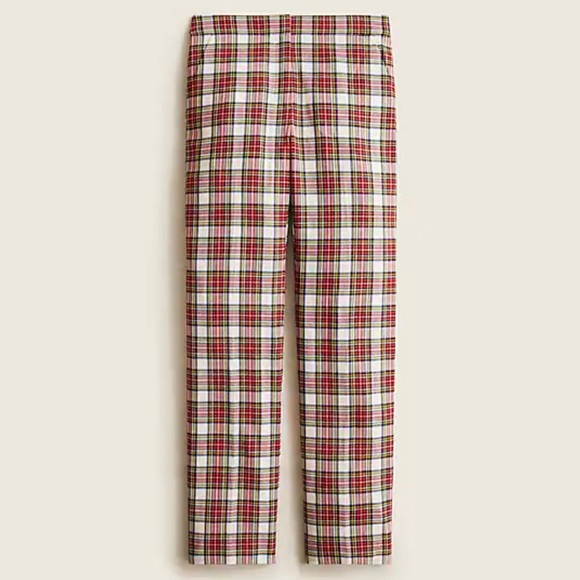 J. Crew RARE Tartan Plaid Straight Leg Stretch Flat Front High Waist Wool Pants - Picture 2 of 16